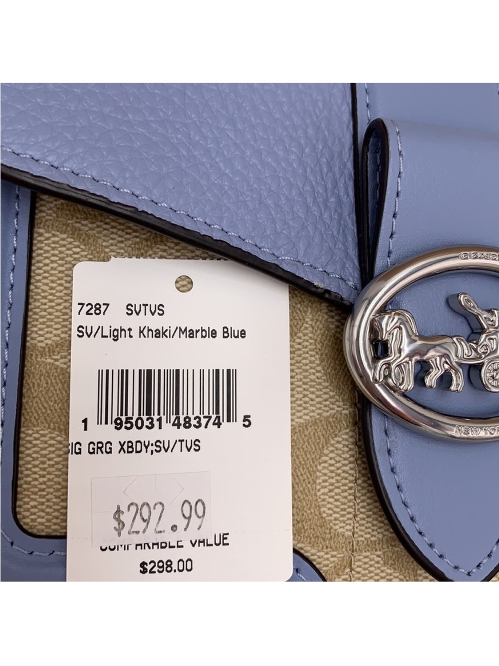 COACH Georgie Crossbody In Signature Canvas LIGHT KHAKI/MARBLE BLUE - Picture 14 of 15